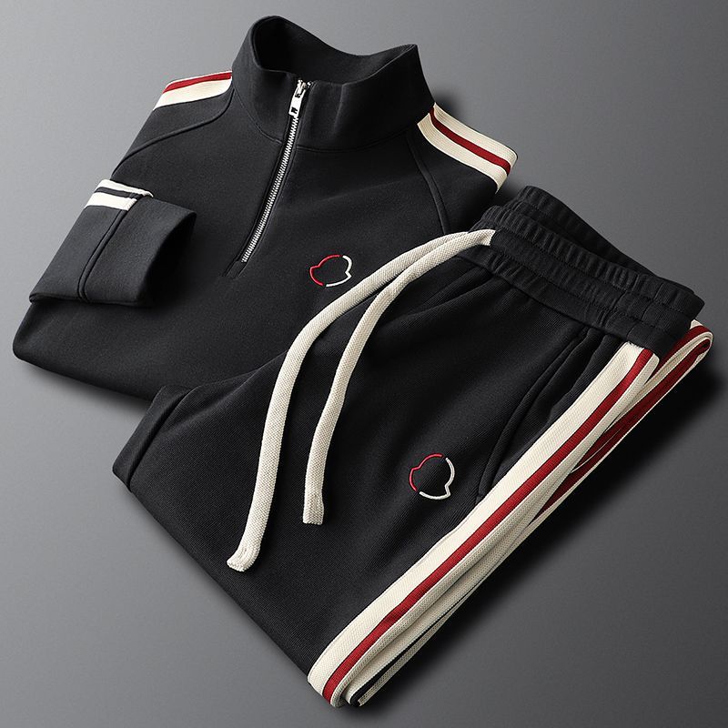 Ropa Nueva Moda Raya Lateral Casual Suéter Deportivo Traje Hombres Primavera y Otoño Pantalones Deportivos de Punto para Hombres Conjunto de Dos Piezas