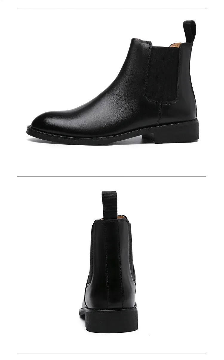 Bottes classiques rétro en cuir véritable pour hommes, chaussures montantes décontractées de style britannique à la mode à la cheville pour hommes 240830_voghion.com