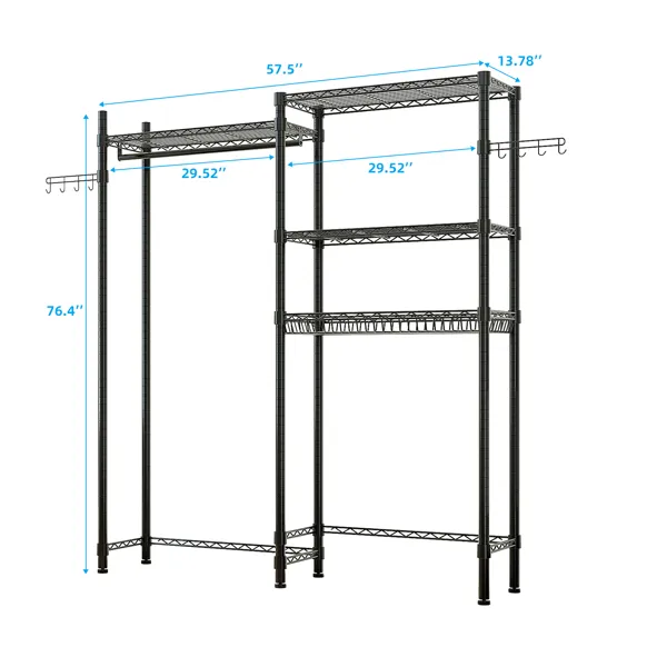 The Washer And Dryer Storage Shelf, , Bathroom Space Saving Rack, Closet Organizer Metal Garment Rack Portable Clothes Hanger Home Shelf_voghion.com