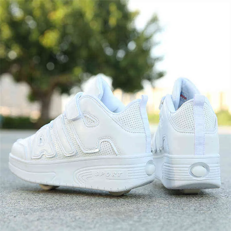 Chaussures de sport à roulettes avec deux roues pour enfants garçons filles mode tennis enfants garçon fille patinage roue sneaker_voghion.com