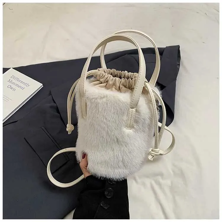 Borsa a secchiello in peluche retro donna borsa a tracolla_voghion.com