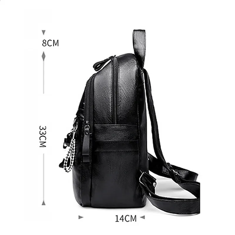 Large Capacity Women's Leather Backpack Vintage Travel School Bag_voghion.com