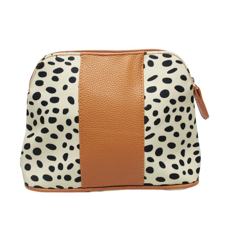 Reisetasche mit großem Fassungsvermögen, beige, schwarze Punkähte, Gepäcktasche, tragbare Umhängetasche für_voghion.com