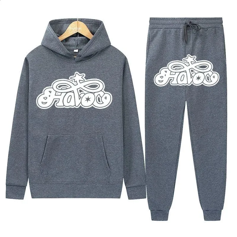Haruku Hiphop Y2K Parça Set İnce Kapşonlu Üstler Rahat Eşofman Pantolon Takım Erkek Kadın Moda Mektup Baskılı Ana Cadde_voghion.com