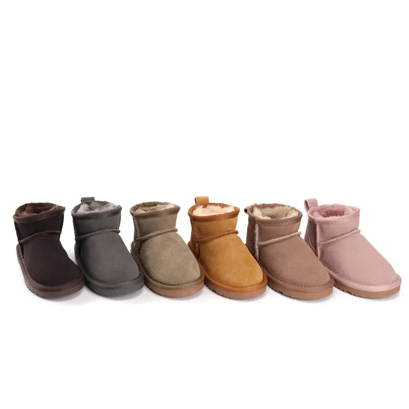 U GG kids boots 2023 Brand Children Girls Kids Shoes wedges Snow Winter Warm Toddler Boys Genuine Leather Youth Toddlers_voghion.com