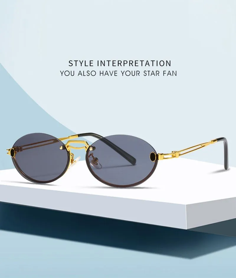 Trendy Oval Metall Vollrahmen Sonnenbrille Mode Ins Net Rot Gleiche Männer Frauen Freizeit Tourismus Fahrer Anti UV Designer_voghion.com