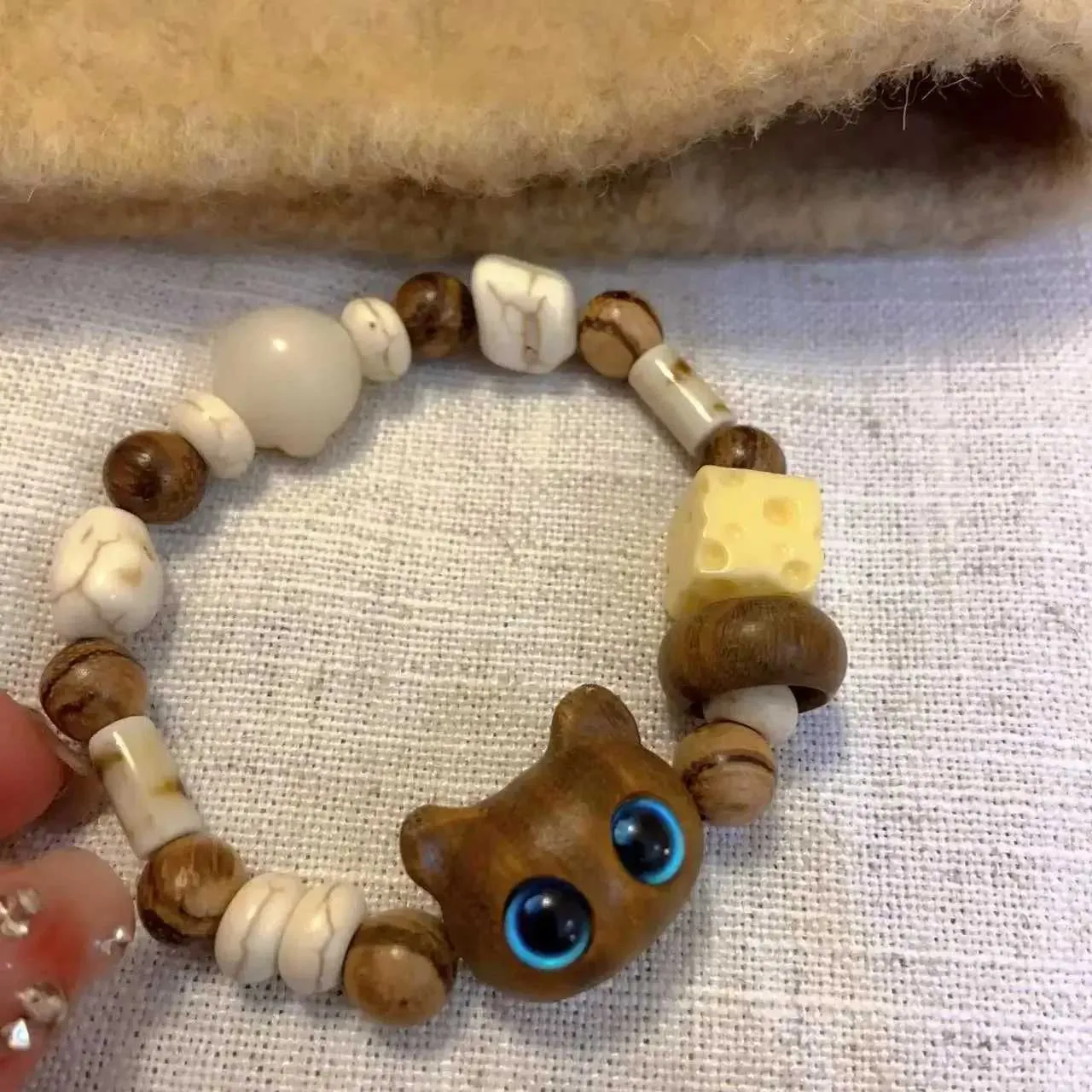Pulseira nova dopamina gatinho contas amante fêmea cabeça de gato corda presente menina cerâmica jóias mão pulseira para mulheres_voghion.com