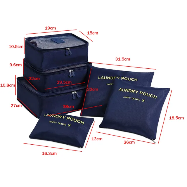 6pcs/set Travel Cases Thickening Lage Storage Bag Waterproof Foldable Space Saving For Family Vacation Skiing Camping_voghion.com