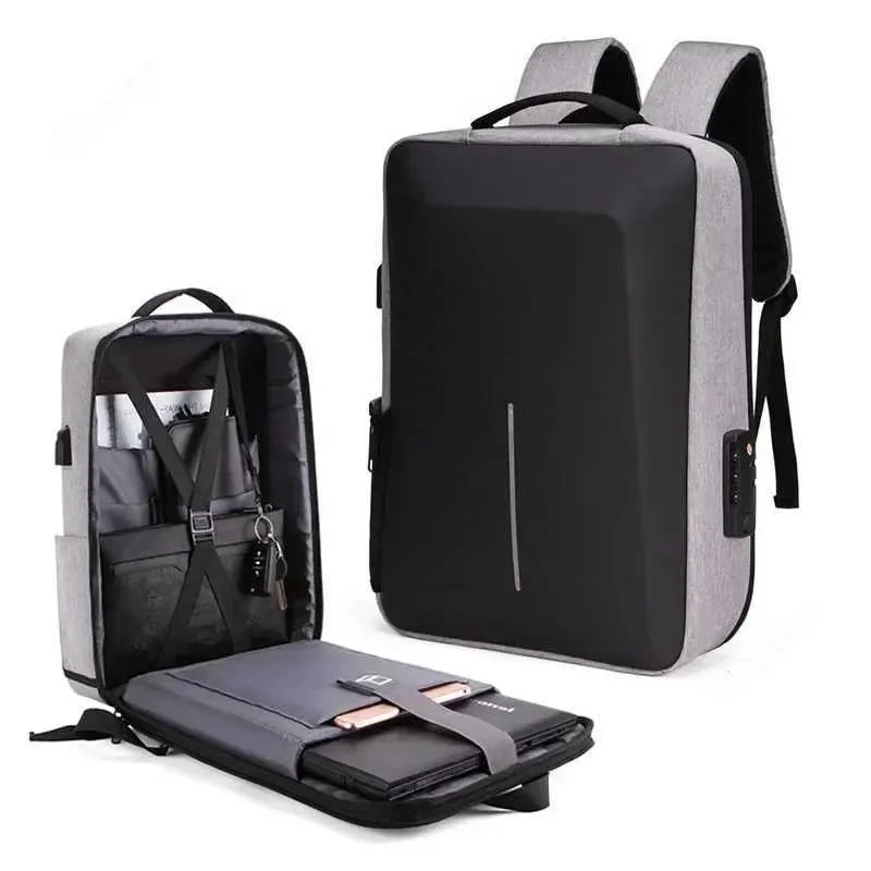 Anti-diefstal waterdichte schoolrugzakken met USB-oplaadbare reistas voor laptops, harde schaal voor computerrugzak 17 inchC241107_voghion.com