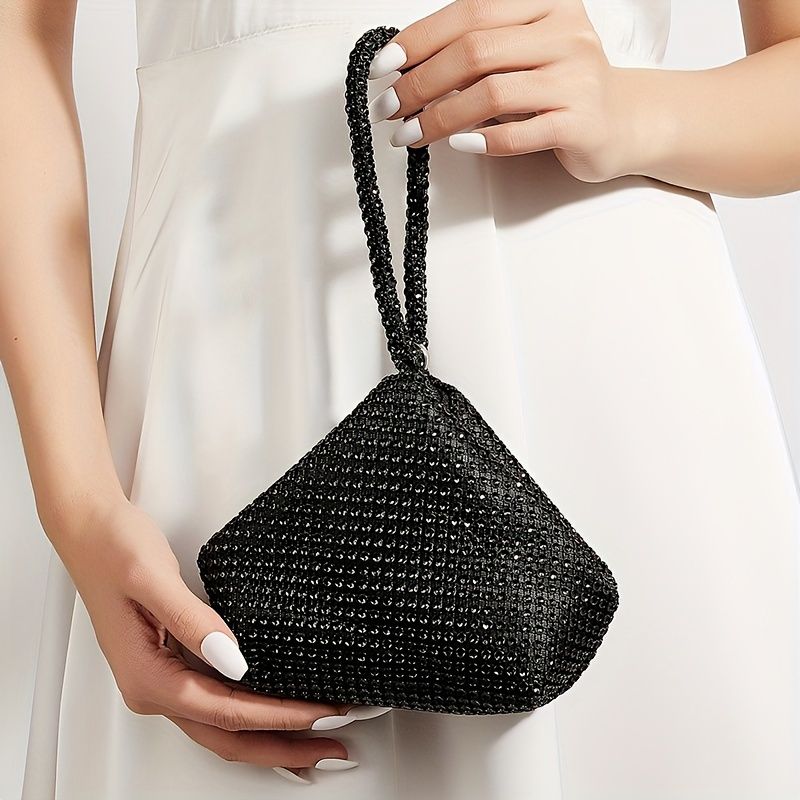 Mini pochette con strass scintillanti, elegante e funzionale pochette, borsetta alla moda e borsa a mano per la donna_voghion.com