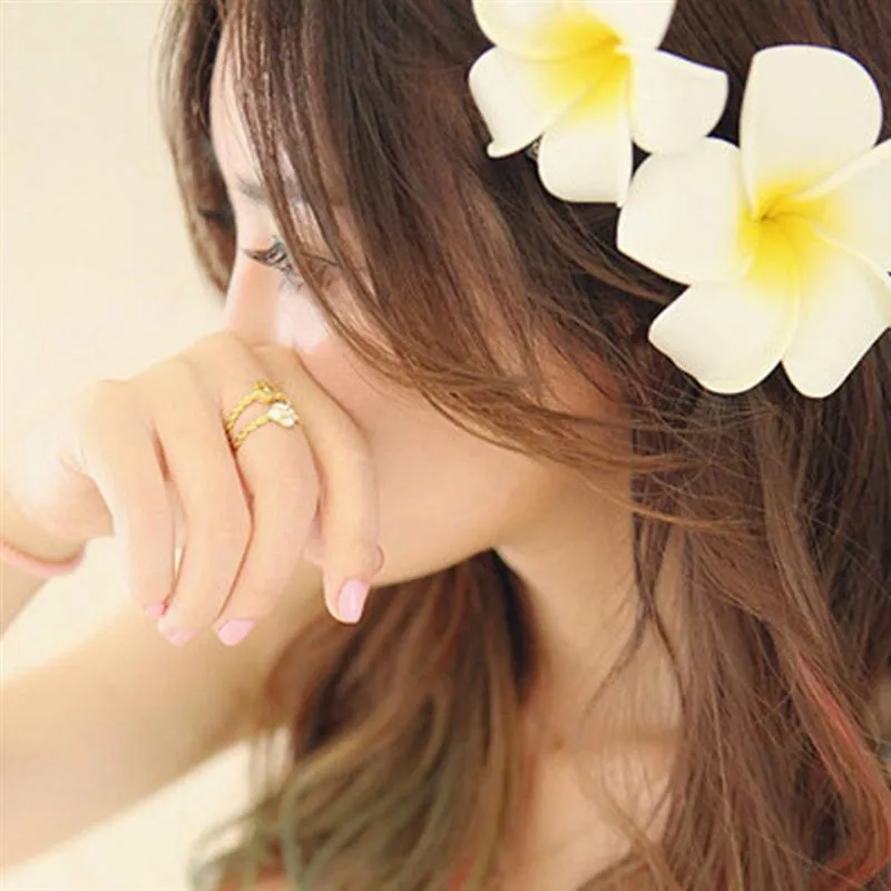 24 peças 2,4 polegadas havaiano plumeria flor clipe espuma cabelo acessório para praia festa casamento evento decoração acessórios (12 cores)_voghion.com