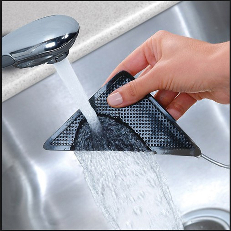 4Pcs/set Triângulo Lavável Reutilizável Tapete Pegador Antiderrapante Tapete de Borracha Antiderrapante Fita de Remendo para Pisos de Azulejos Tapetes Cantos Almofada_voghion.com