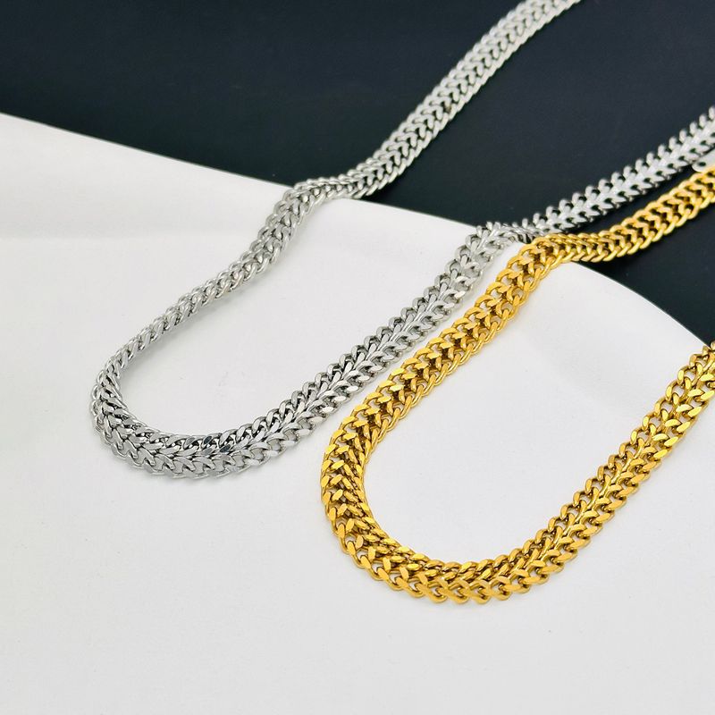 Collana con catena per clavicola in acciaio al titanio, semplice e di nicchia, in oro grezzo, moda celebrità su Internet_voghion.com