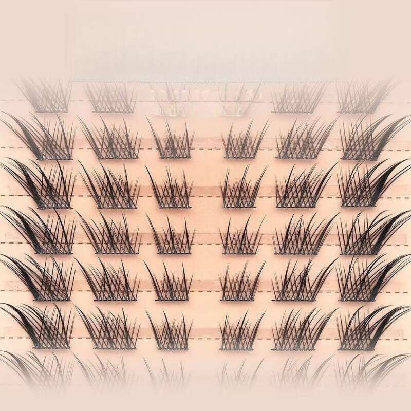 Natürlich segmentierte einzelne Wimpernbüschel, neue Manga-Wimpern, große Augen_voghion.com