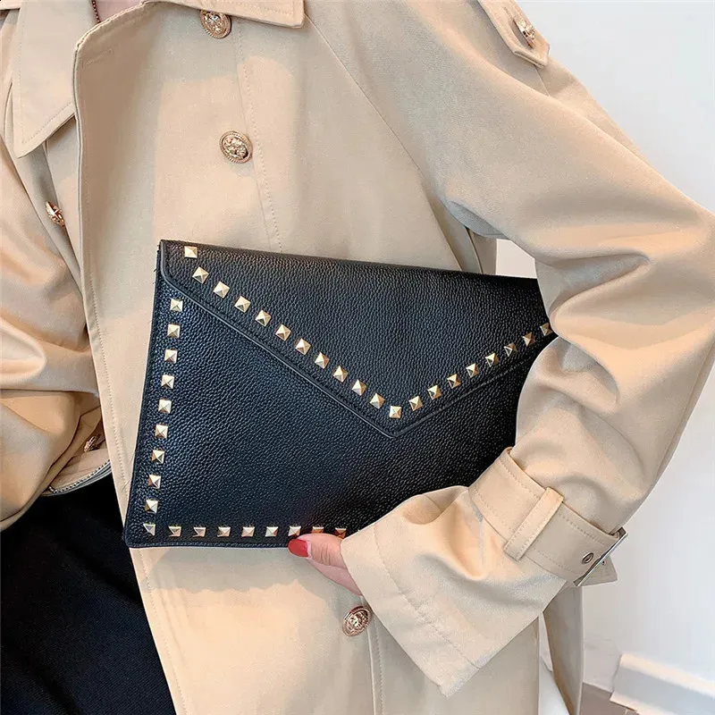 Fashion rivet Women Clutches Party ladies Dinner PU leather handbag female clutch purse Envelope bag 240820_voghion.com