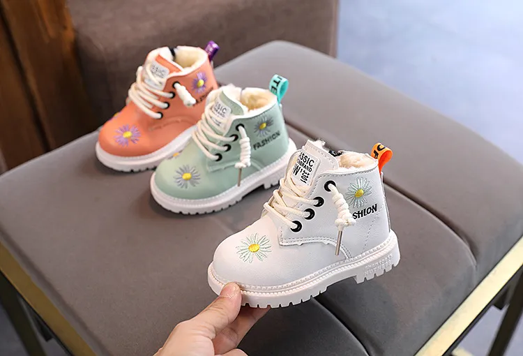 Dětské zimní bavlněné módní plyšové boty Littlesprouts pro chlapce, teplé krátké boty pro volný čas, dívky, roztomilé boční zip, sněhové boty_voghion.com
