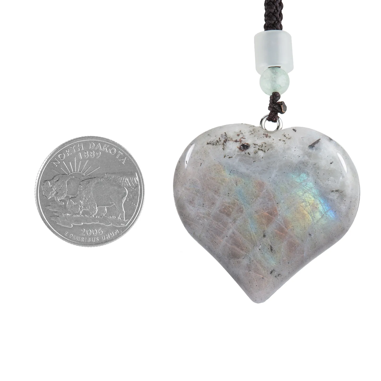 Natural Crystal Heart Pendant Necklace Adjustable Healing Jewelry_voghion.com