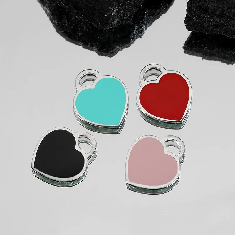 Collane di design Sterling Sier Heart Drop Collane smaltate con pendenti Chiusura a moschettone Collana Love Clavicola Catena_voghion.com