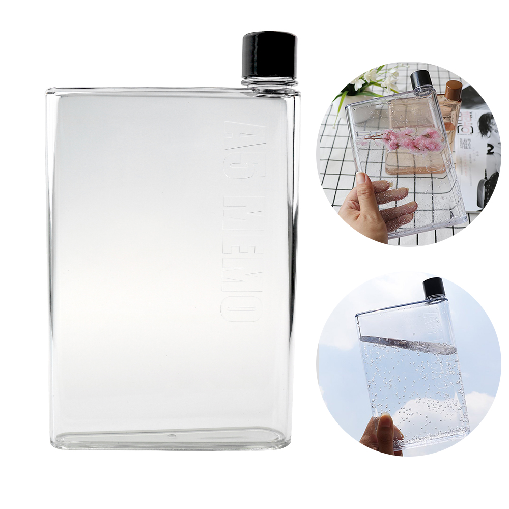 750ml Flat Water Bottle Outdoor Sports Drinking Waterbottle Crystal Transparent Plastic Kettle Portable Bottles Cup Drinkware_voghion.com