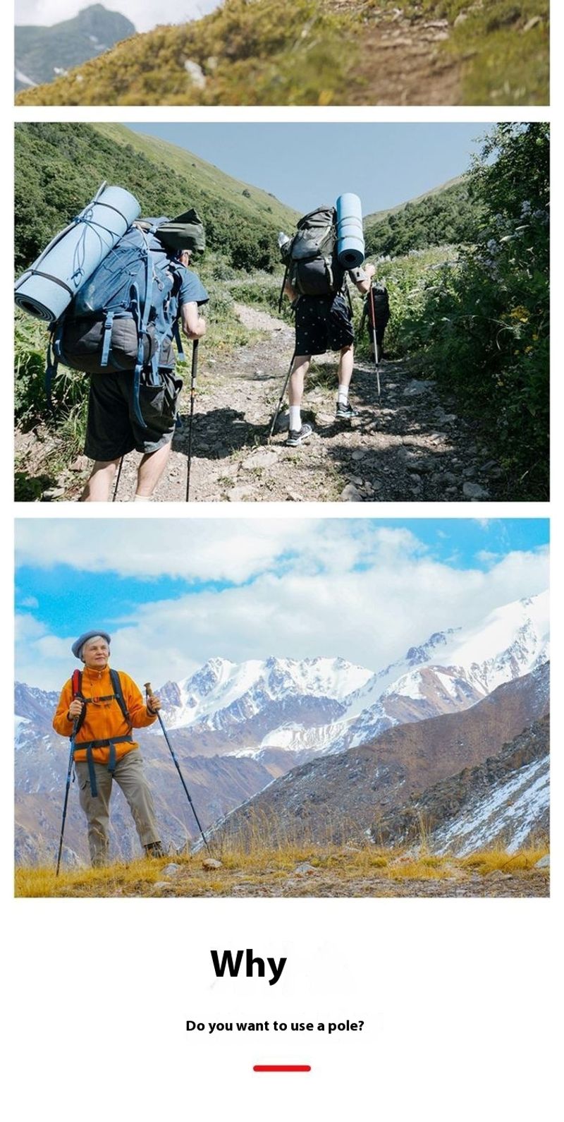 Baston extensibil ultraușor din aliaj de aluminiu pentru alpinism, echipament multifuncțional pentru drumeții în aer liber_voghion.com