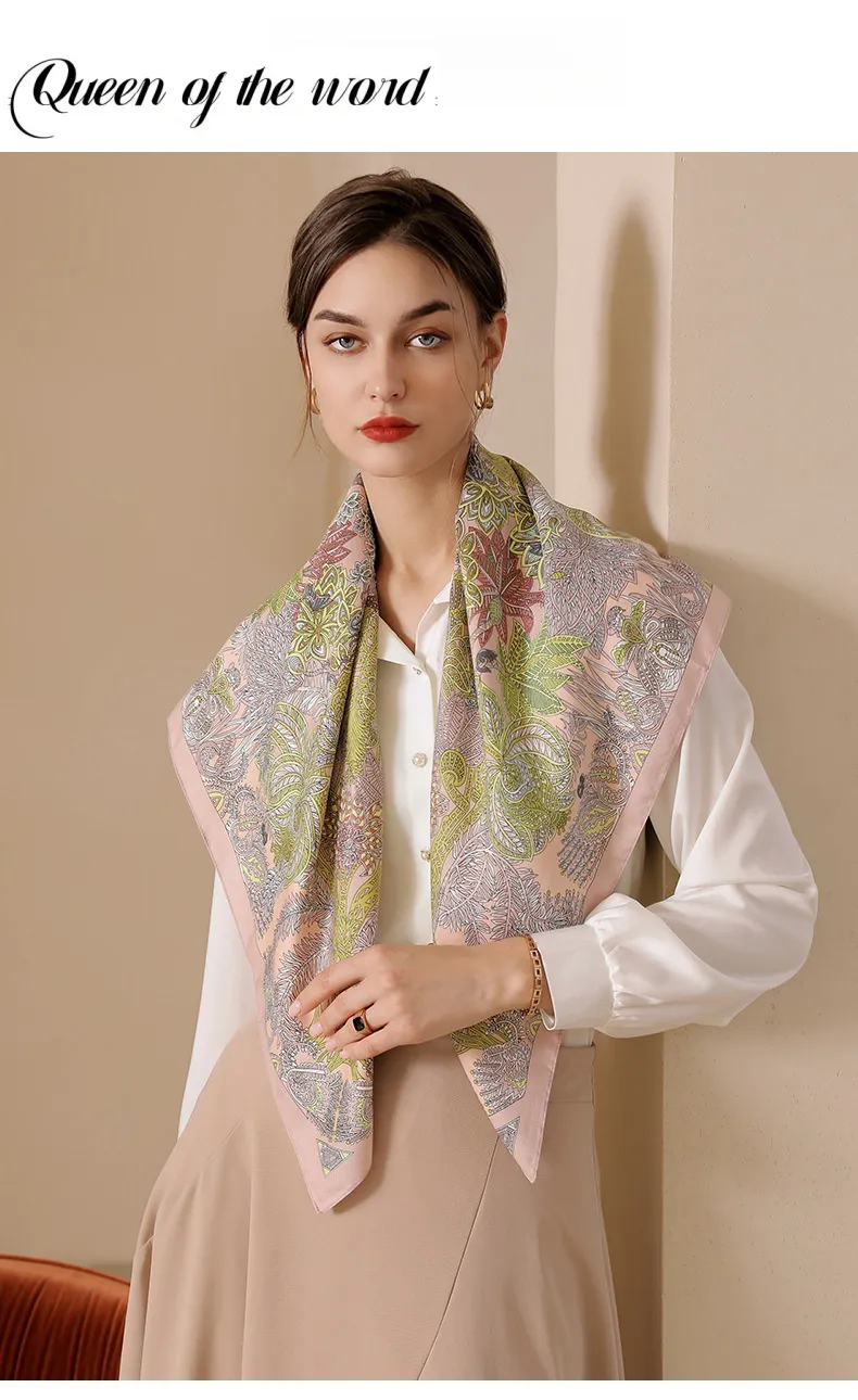 queen Of The Word 2 European Oversized Polka Dot Printed Women's Scarves With Scarf Buttons - Smooth Mulberry Silk_voghion.com