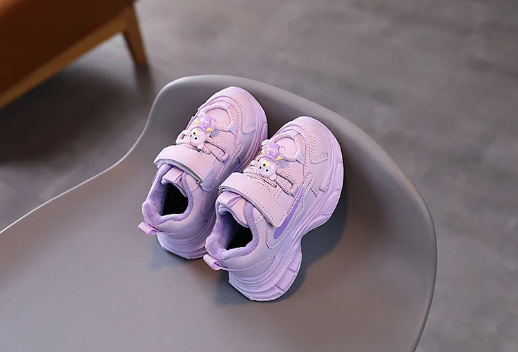 Otroški teniski čevlji za fante in deklice 2024 z risanim medvedkom Littlesprouts, tanki otroški čevlji Veet s platformo in toplimi zimskimi čevlji_voghion.com