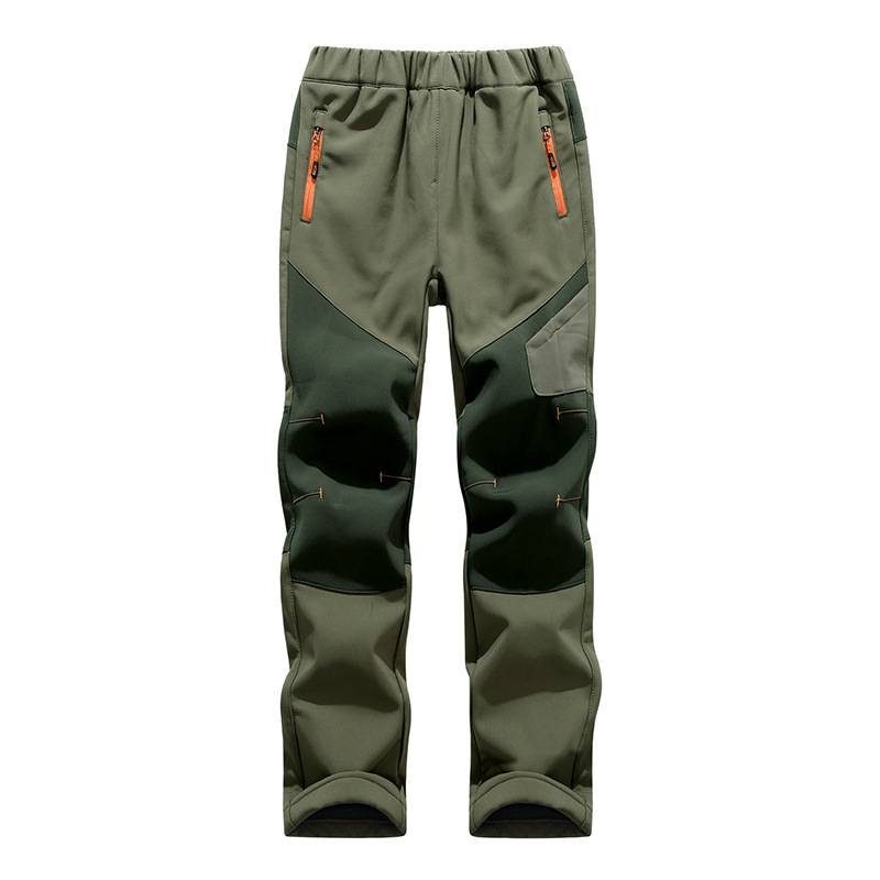 Wanderbekleidung Fleecegefütterte Softshellhose für Kinder – Winddichte, wasserdichte und thermische Outdoor-Wanderhose für Jungen und Mädchen_voghion.com