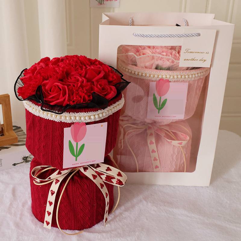 Cadeaux de fêtes, Noël, Fête des Mères, Bouquet d'œillets pour les mamans et les enseignantes, Fleurs de savon, Bouquet de roses, Cadeau prêt à offrir_voghion.com