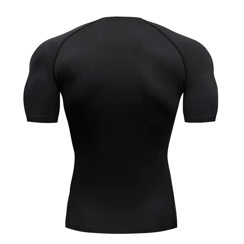 T-shirt de compression d'été pour homme, blanc, manches courtes, respirant, séchage rapide, haut de sport long, 241108_voghion.com