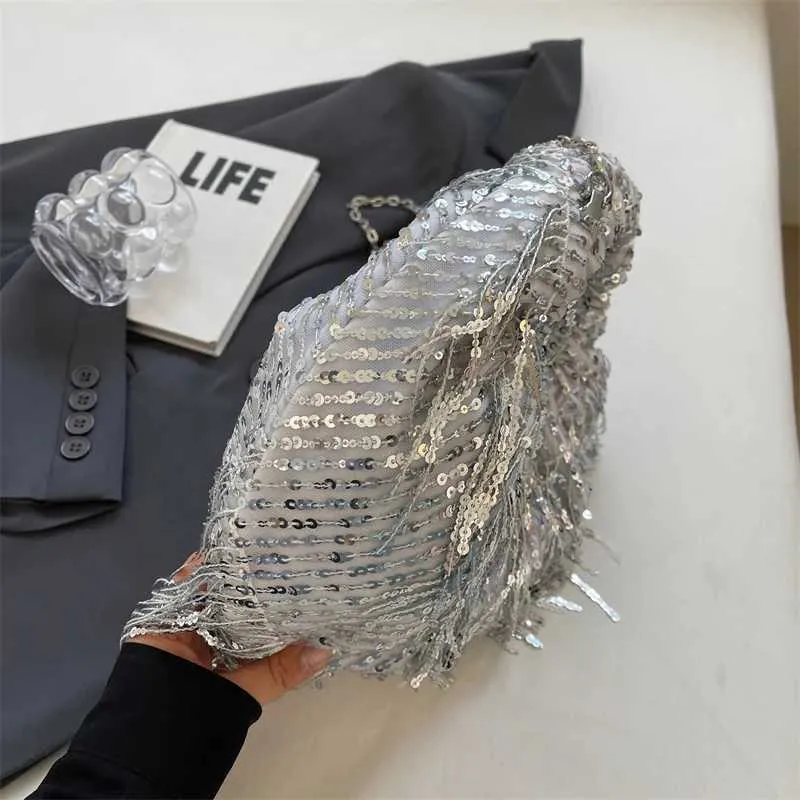 Borsa a tracolla con paillettes da donna elegante borsa a mano_voghion.com