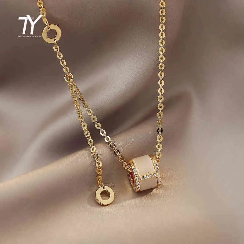 Design Sense Opals Collana con ciondolo di lusso in acciaio al titanio per donna 2022 Gioielli di moda coreana Ragazza sexy Clavicola_voghion.com