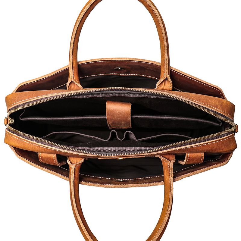 Handliche Dokumententasche Herren, Rindsleder, einzelne Schulter, diagonale Spreiztasche, lässige Retro-Tasche aus_voghion.com