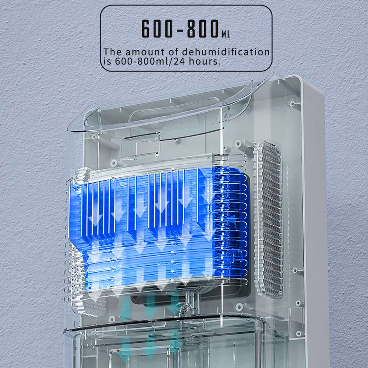 Deumidificatore da 2,5 l, essiccatore d'aria, purificatore, telecomando, schermo LED muto, deumidificatore da 42 W per la casa_voghion.com