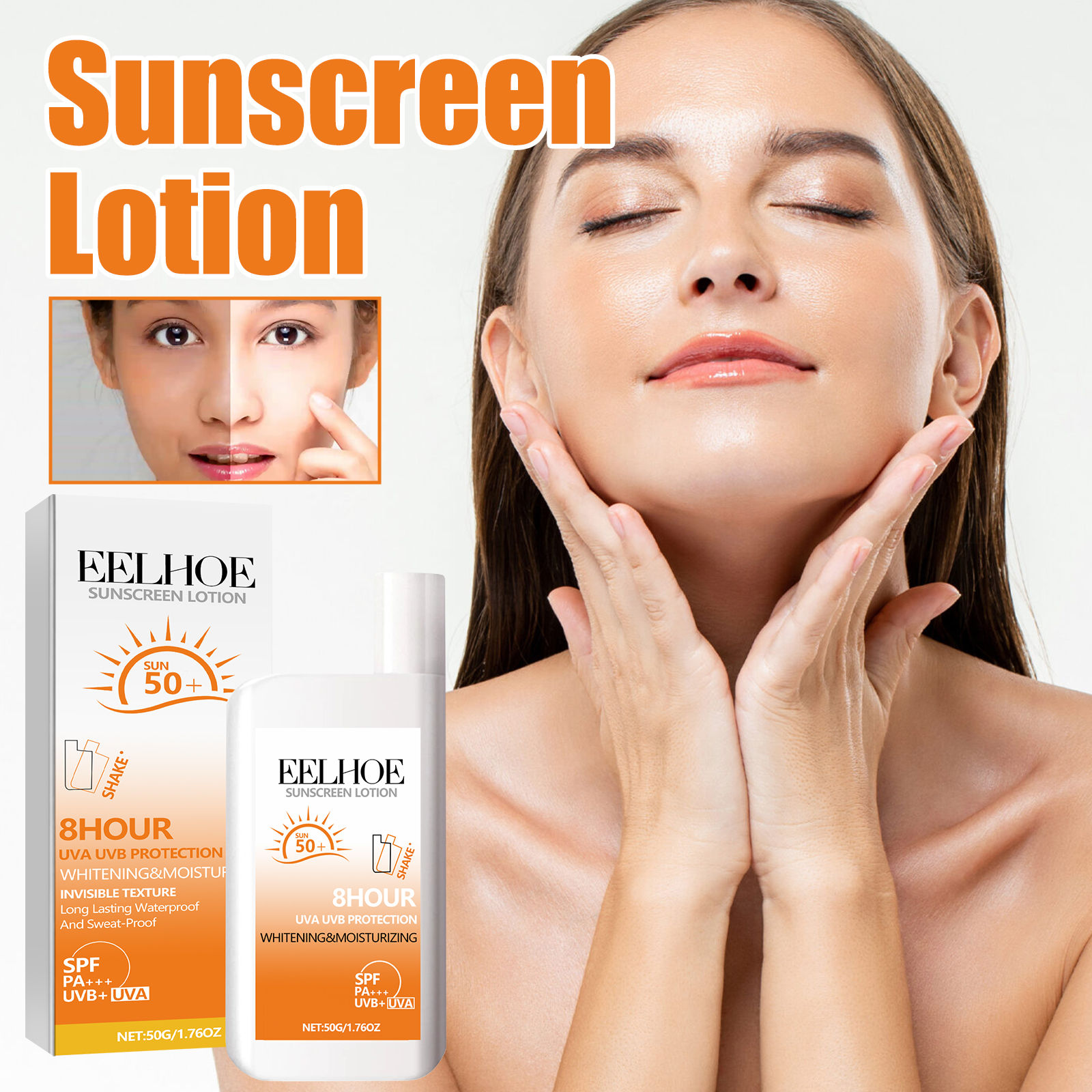 EELHOE Sunscreen Lotion, Outdoor Body UV Isolation Skin Protection Hydrating Refreshing Not Greasy_voghion.com