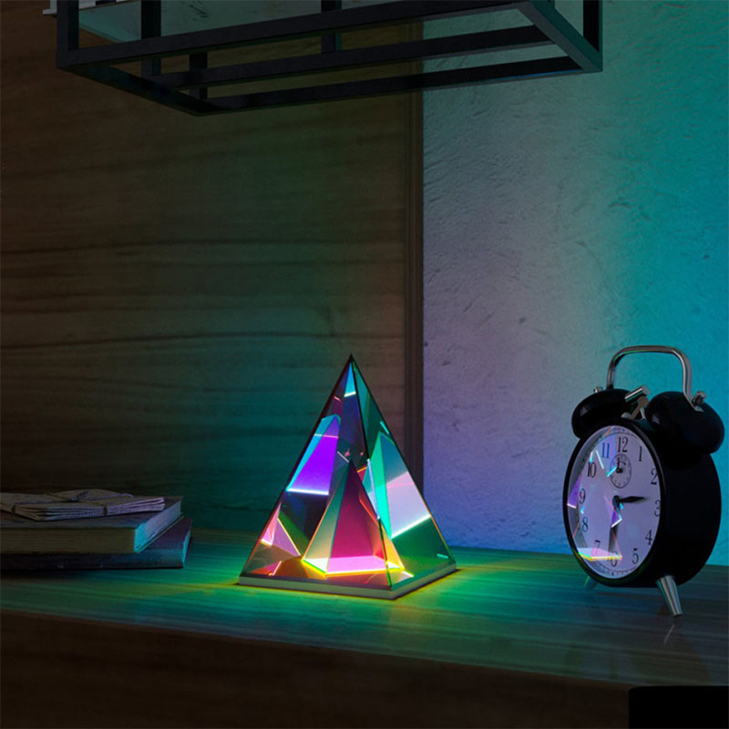 LED Pyramid Soveværelsesdekoration Natlampe USB Farvedæmpning Atmosfærelamper Hjem Soveværelsesdekoration Fødselsdagsgave Dekorativ Lampe_voghion.com