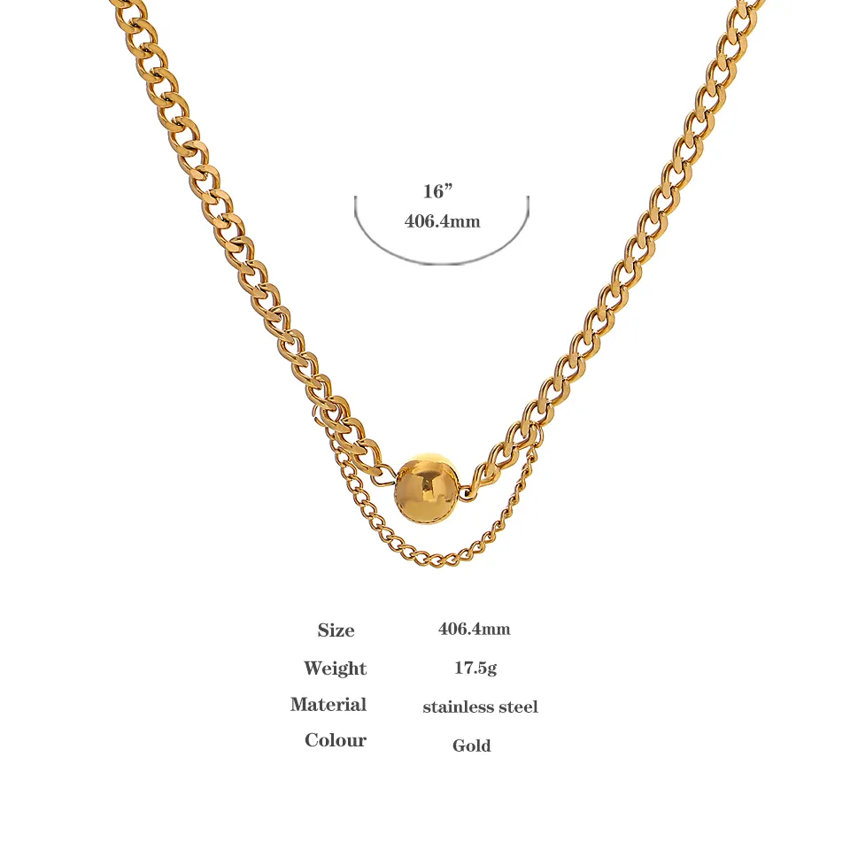 Collier ras du cou minimaliste en acier inoxydable avec pendentif boule pour femme_voghion.com