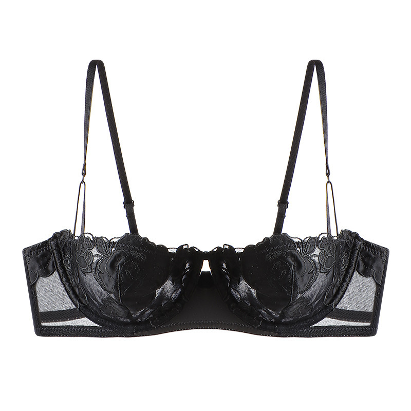 Roupas femininas Nova lingerie estilo francês sexy rosa bordado renda roupa íntima seios grandes emagrecimento anti-flacidez sutiã tamanho grande_voghion.com