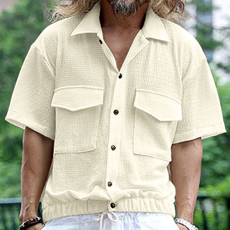 Camicia casual estiva da uomo a maniche corte con cardigan multitasche Bubble 2024_voghion.com