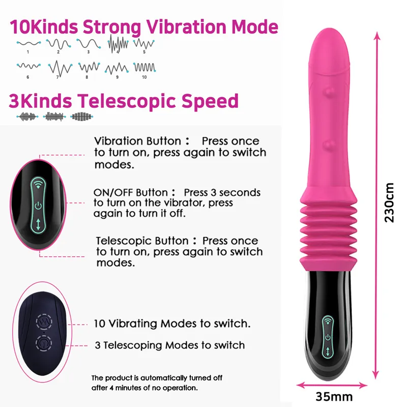 Jouets pour adultes Sex Machine télescopique Pistolet de traction et d'insertion automatique Masturbateur pour femmes Stimulation par vibrations_voghion.com