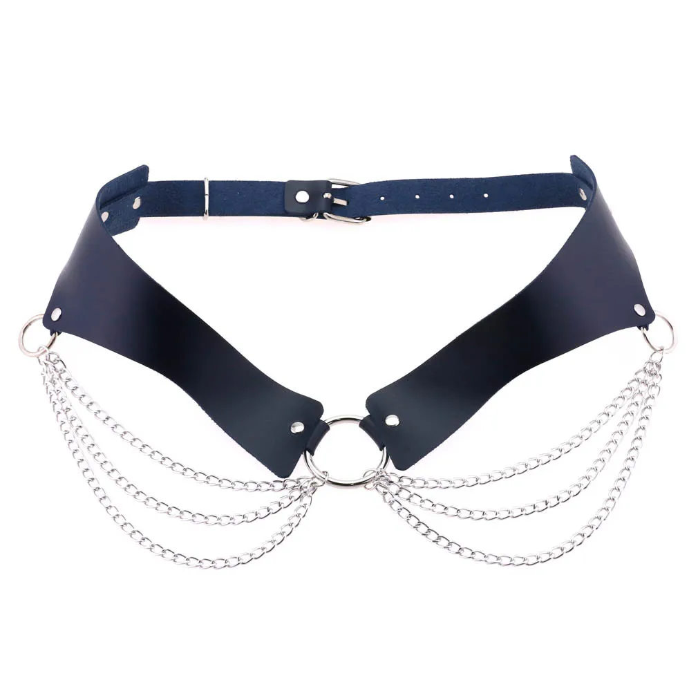 Cinto de corrente em pele pu para mulher estilo gótico punk_voghion.com
