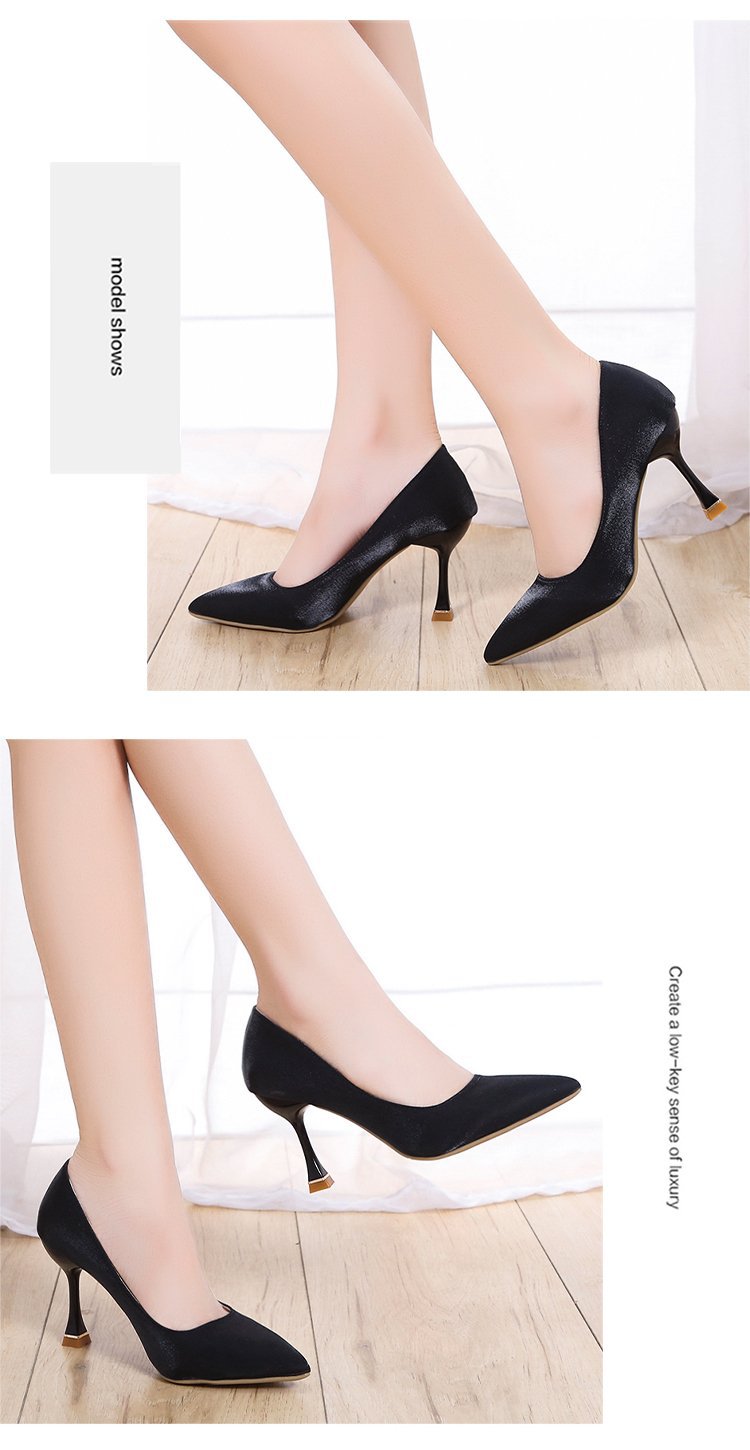 Nieuwe puntige hoge hakken, dunne hakken, enkele schoenen met ondiepe mond, modieuze zijden banket bruidsmeisjesschoenen_voghion.com