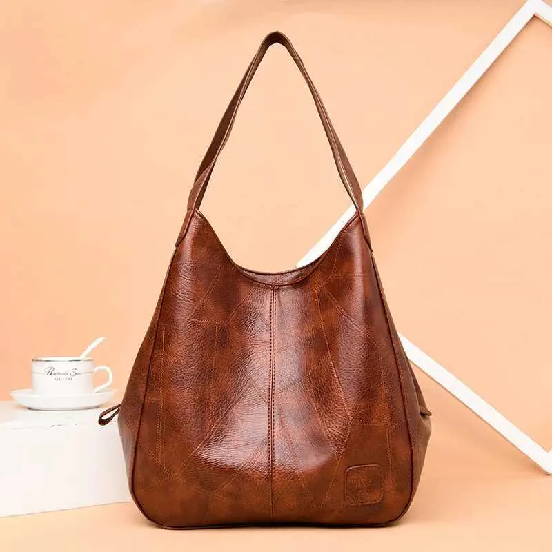 Women Vintage Shoulder Bag Designers PU Leather Handbags Female Top-handle Hobo Bags Fashion Brand Large Capacity_voghion.com
