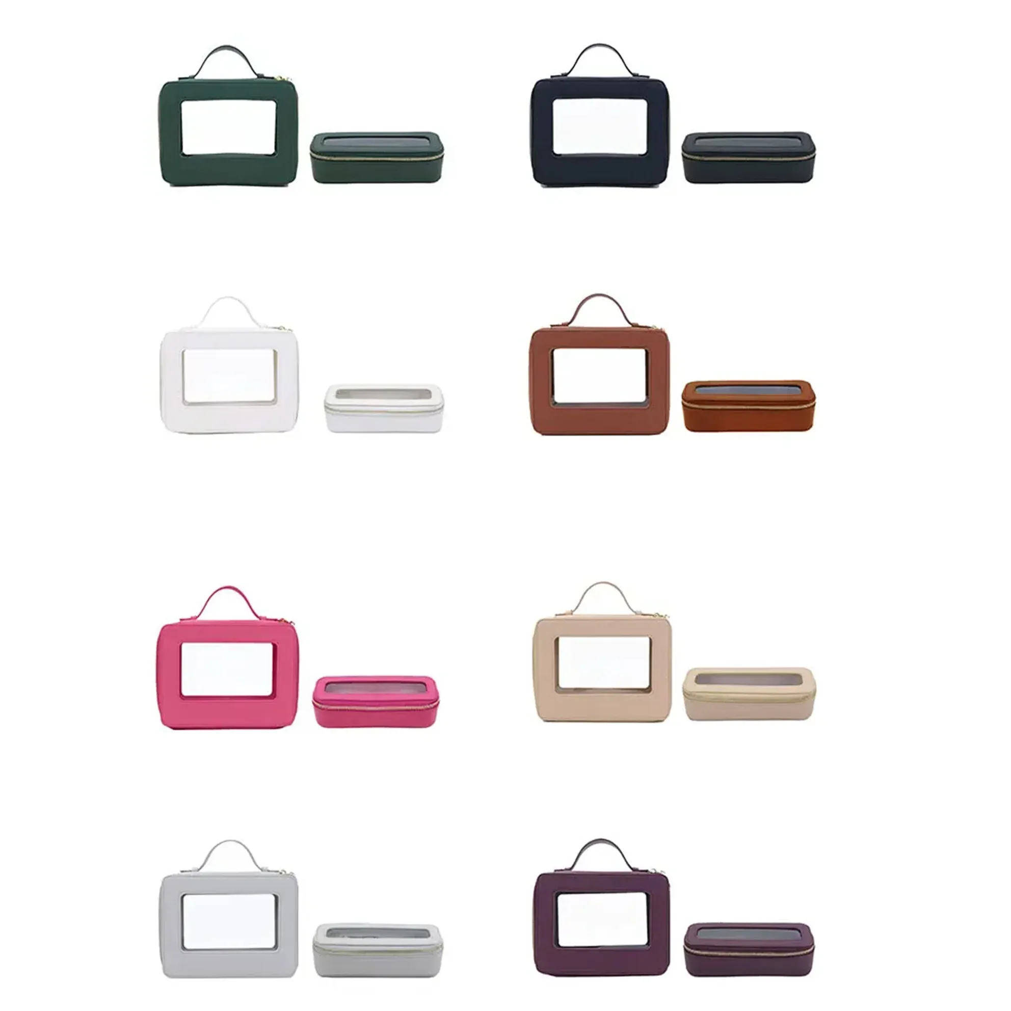 Trousse de toilette personnalisée en cuir véritable, colorée, classique, portable, voyage, transparente, en PVC, cosmétique, TPU_voghion.com