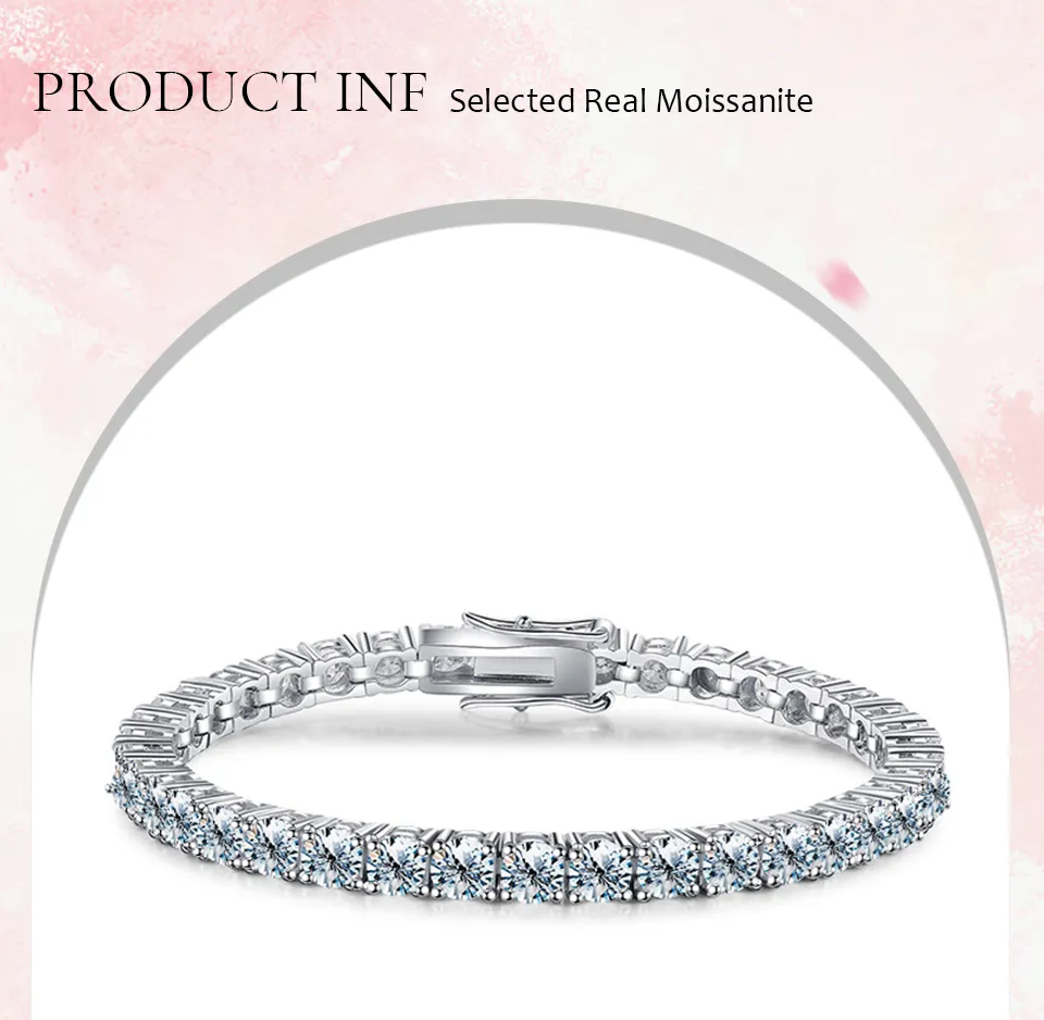 Großhandel Weißgold 3 4 5 mm Iced Gra VVS Diamant Sterling Silber Männer Frauen edlen Schmuck Armband Moissanite Tenniskette_voghion.com