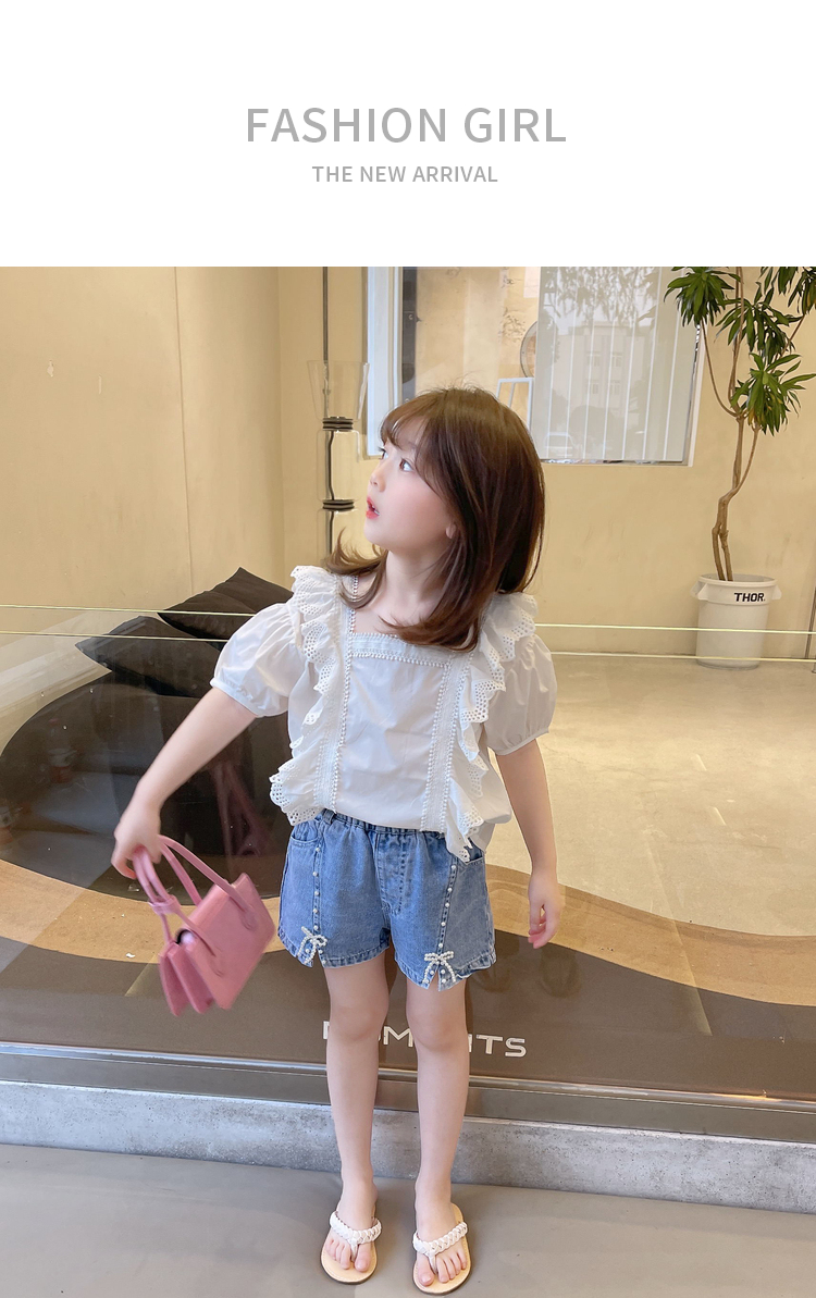 Mother & Kids Girls jeans 2024 new style children's pants summer beaded fashion hot pants Korean version thin pants children's shorts_voghion.com