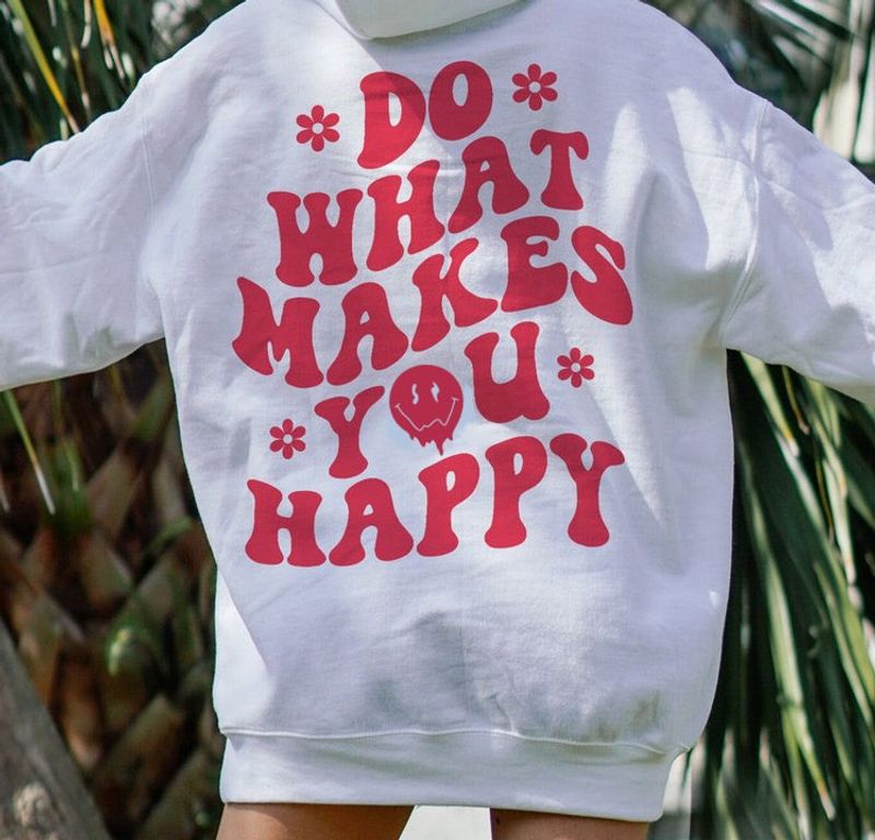 Women's fleece sweatshirt DO WHAT MAKES letter pocket drawstring print hoodie_voghion.com