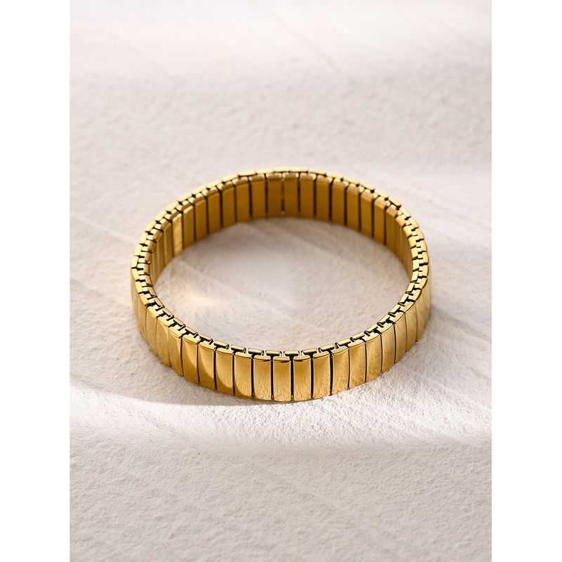 16k Gold Stainless Smooth Cuban Watch Strap Design, Spring With Unique Temperament, Niche And Simple Titanium Steel_voghion.com