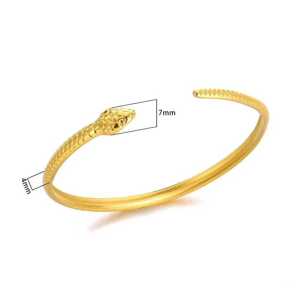 Bracelets Stainless Steel Classic Snake Open For Women 2024 Trendy Simplicity Gold Color Charm Bracelet Bangle Jewelry_voghion.com