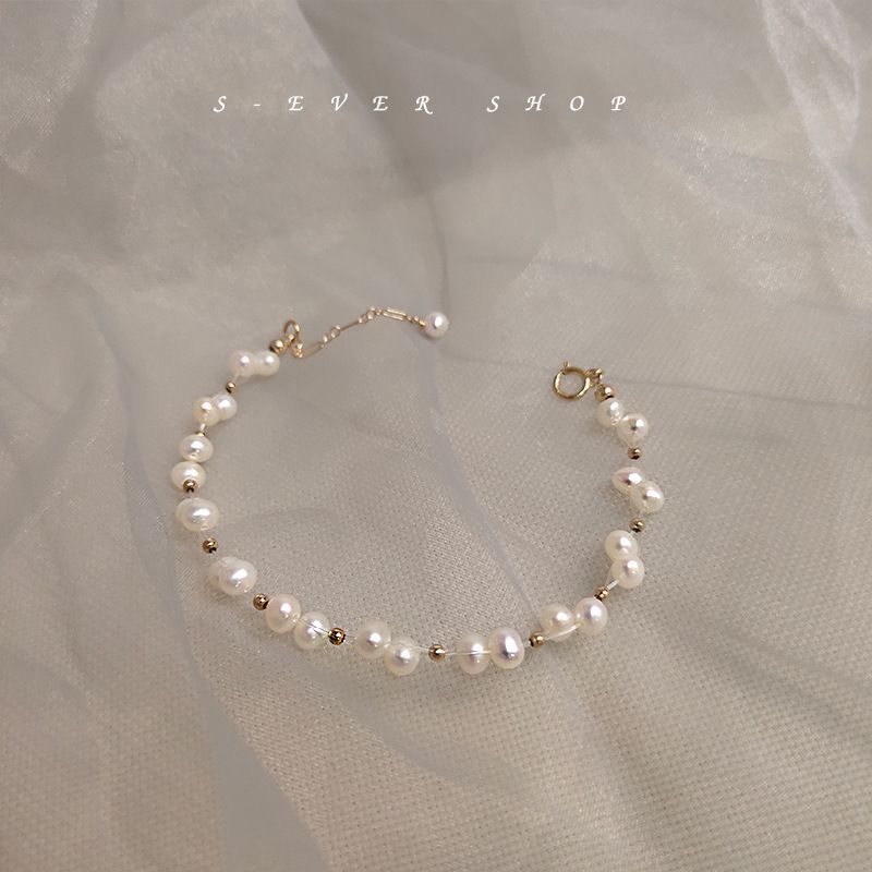 Natural Freshwater With Niche Design, Color Preserving Electroplated Bracelet, Hand Woven Fancy Pearl Bracelet_voghion.com