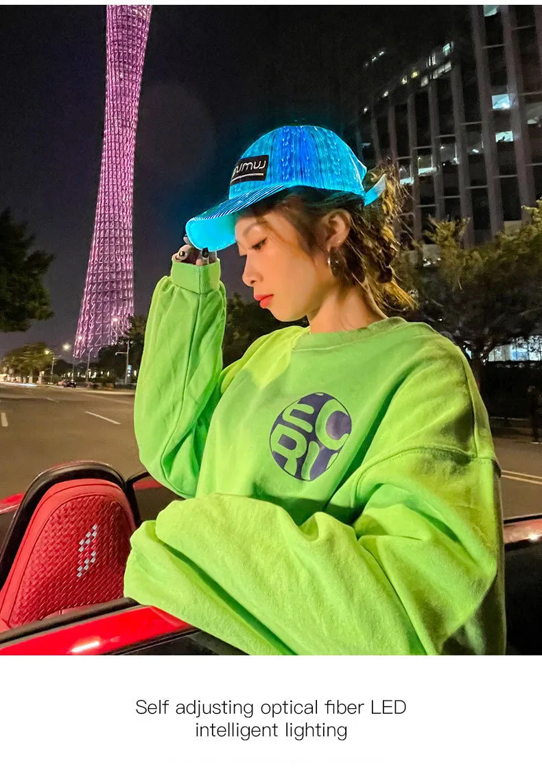 Ensembles d'écharpes Casquettes de baseball lumineuses à LED Casquette de baseball Chapeau lumineux Unisexe DJ Light Up Carnaval Fibre optique Hip Hop Chapeaux Femmes_voghion.com